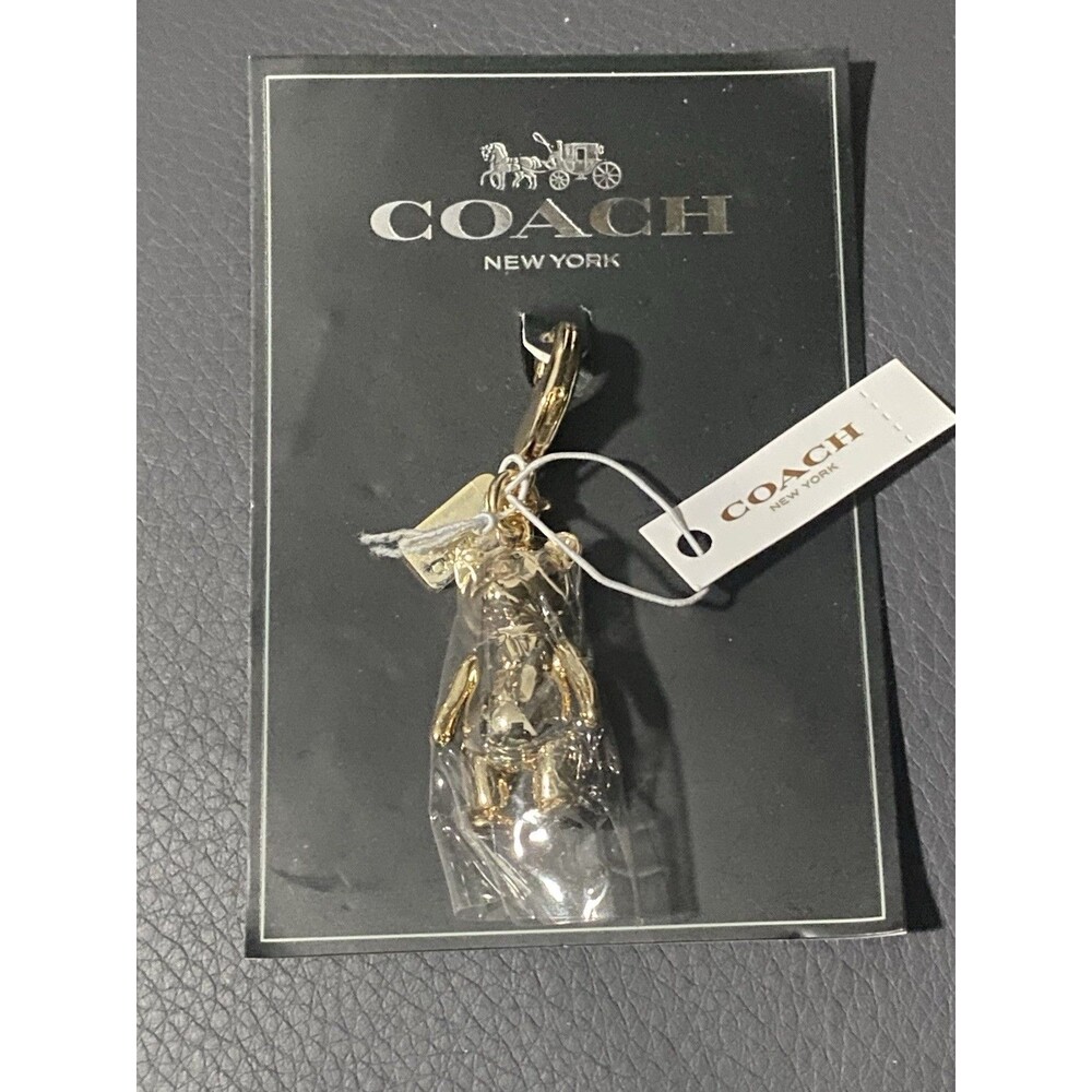 NWT Coach Collectible Mini Gold Bear Clip on Pendant Purse Charm Gold NEW YORK